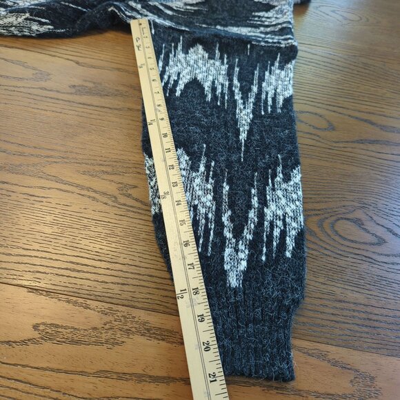 Vintage Uniform Code Cardigan Sweater Sz L Black White Abstract Knit wool nylon - Picture 14 of 15